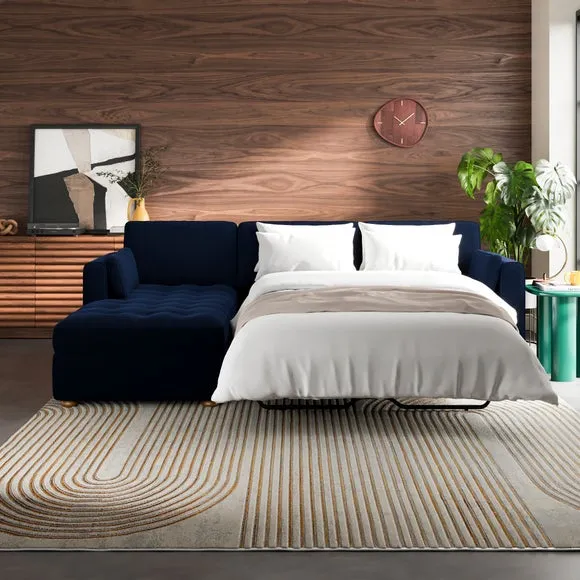 Zoe II Velvet Corner Storage Sofa Bed 1