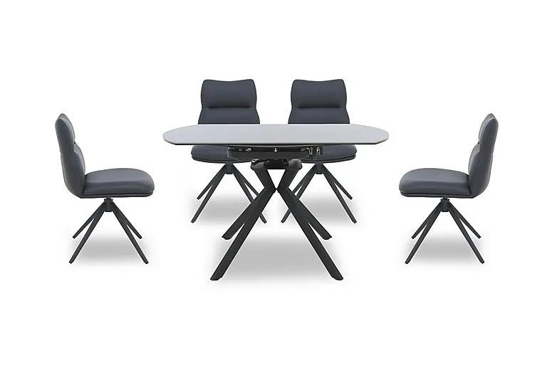 Quattro Round Extending Swivel Dining Table and 4 Swivel Chairs