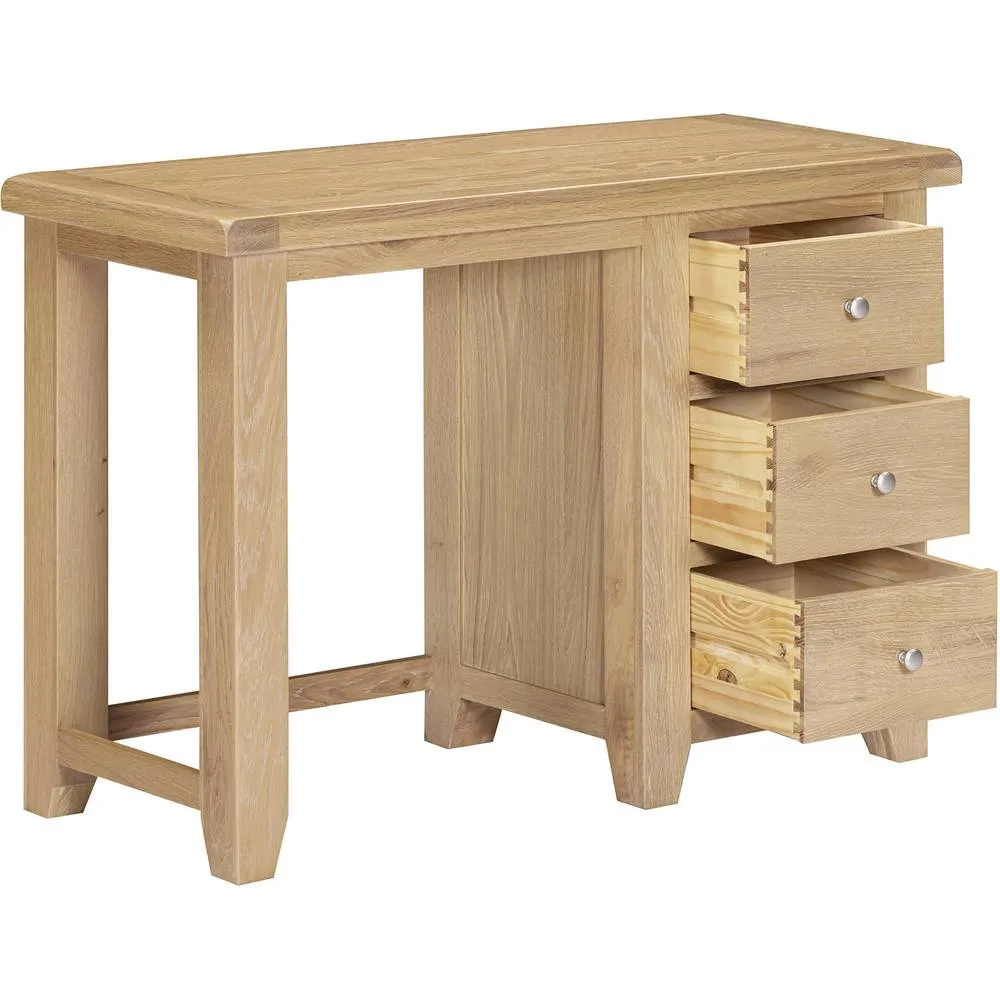 Seconique Windsor 3 Drawer Dressing Table (Fully Assembled) in Light Oak 3