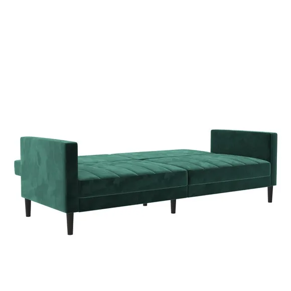 Liam Velvet Clic Clac Green Double Sofa Bed 4