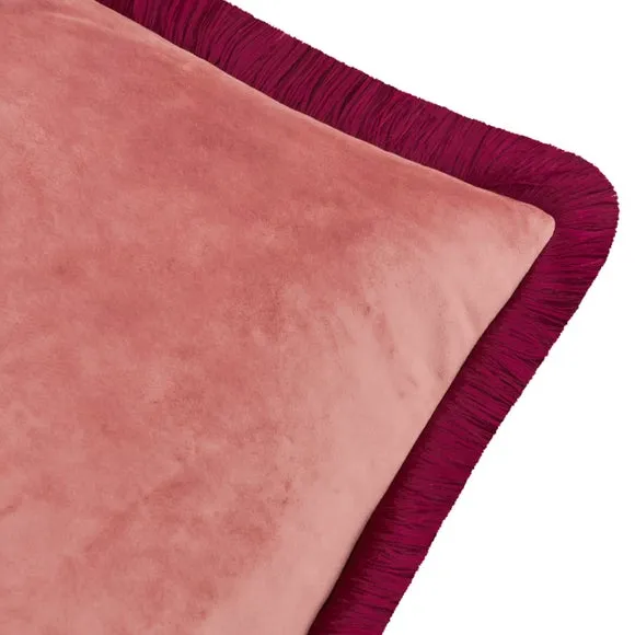 Furn Halo Fringed Velvet Cushion Slipper/Burgundy 50 X 50Cm, Pink 3