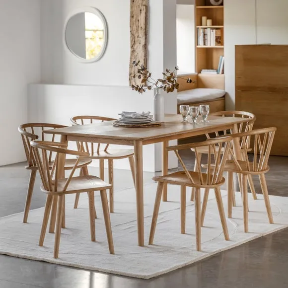 Manila 6 Seater Dining Table, Oak