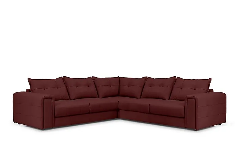 Goliath Large Leather Corner Sofa with Storage Drawers - Ruby