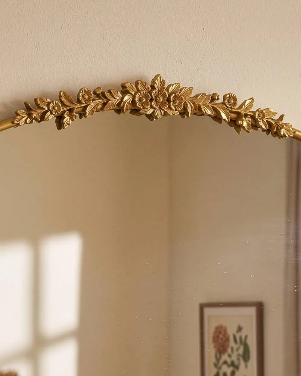 Dibor Gold Foliage Crest Overmantel Wall Mirror, 82cm x 61cm 6
