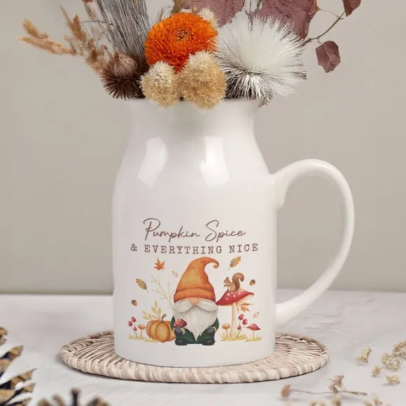 Personalised Autumn Gnome Flower Jug Vase 2