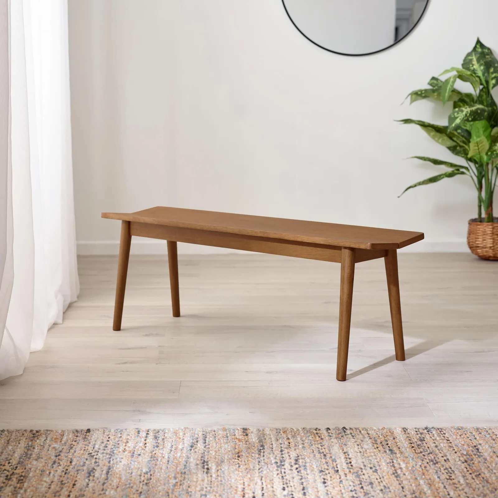 FurnitureboxUK Lynton Small Solid Wood Rustin Farmhouse Dining Bench in Walnut 2