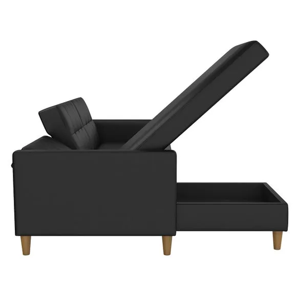 Hartford Faux Leather Black Corner Double Sofa Bed 5