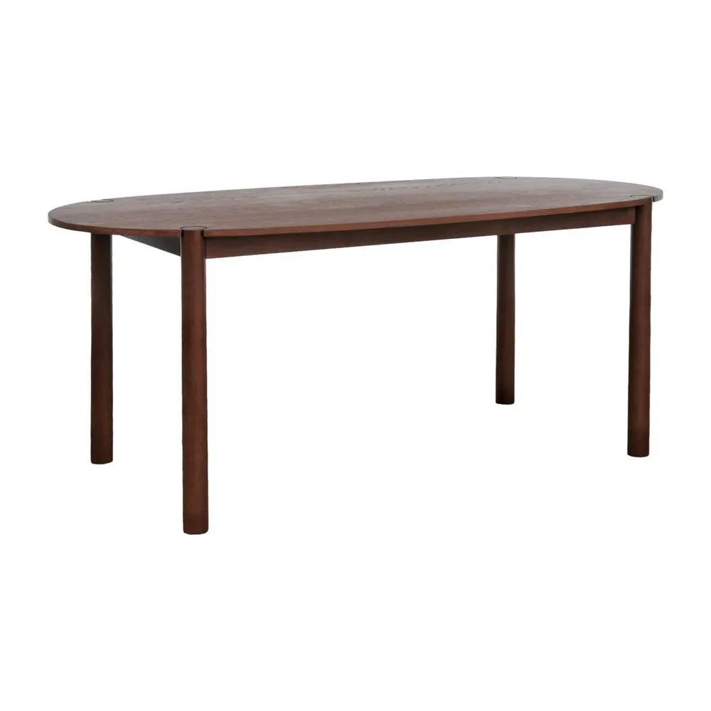 sweeek Oval rubberwood dining table 180cm seats 6 in Dark Brown 2