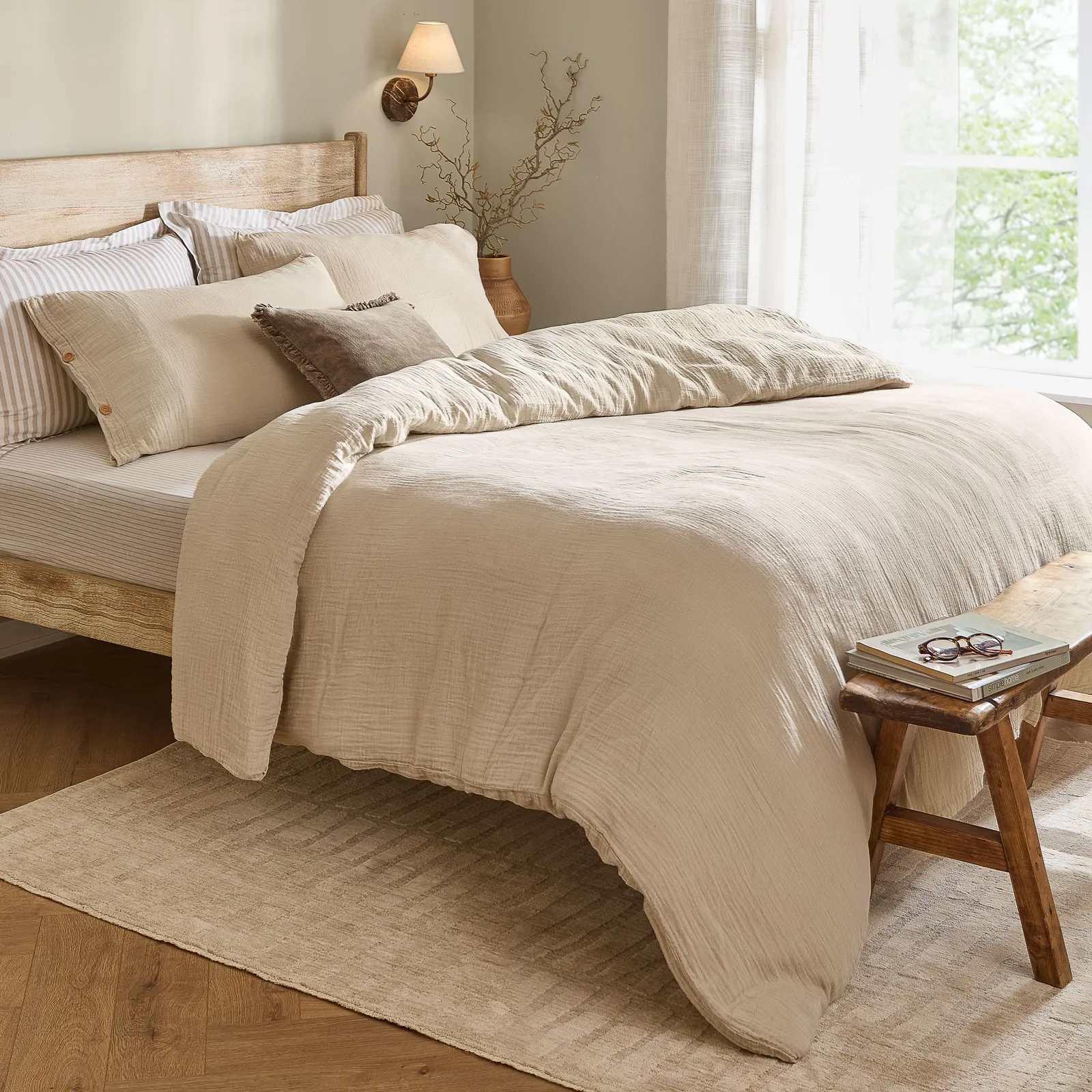 Yard Lark 100% Cotton Muslin Duvet Cover Set in Natural 1