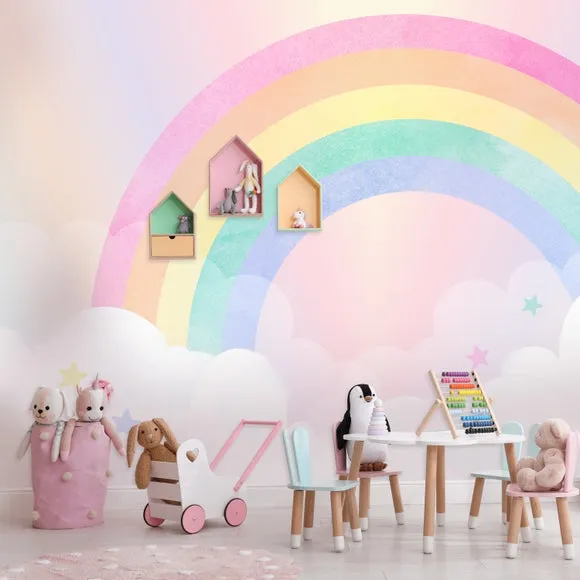 Watercolour Rainbow Wall Mural 1