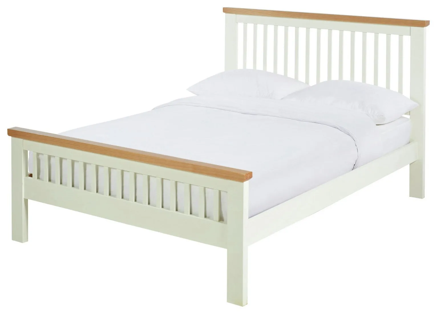 Argos Home Aubrey Superking Bed Frame - Cream and Wood