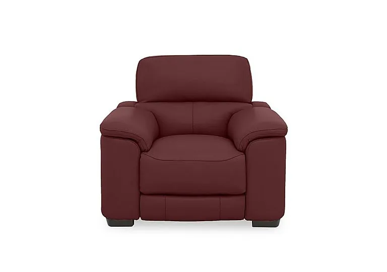 Nova Leather Power Recliner Chair with Power Headrest - BV Deep Red