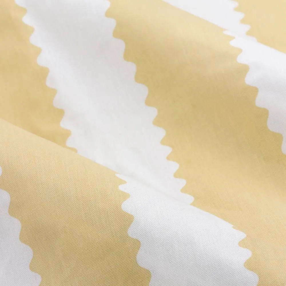 Wylder Birdie Stripe Fully Lined Ruffle Pencil Pleat Curtain Pair in Bright Yellow 5