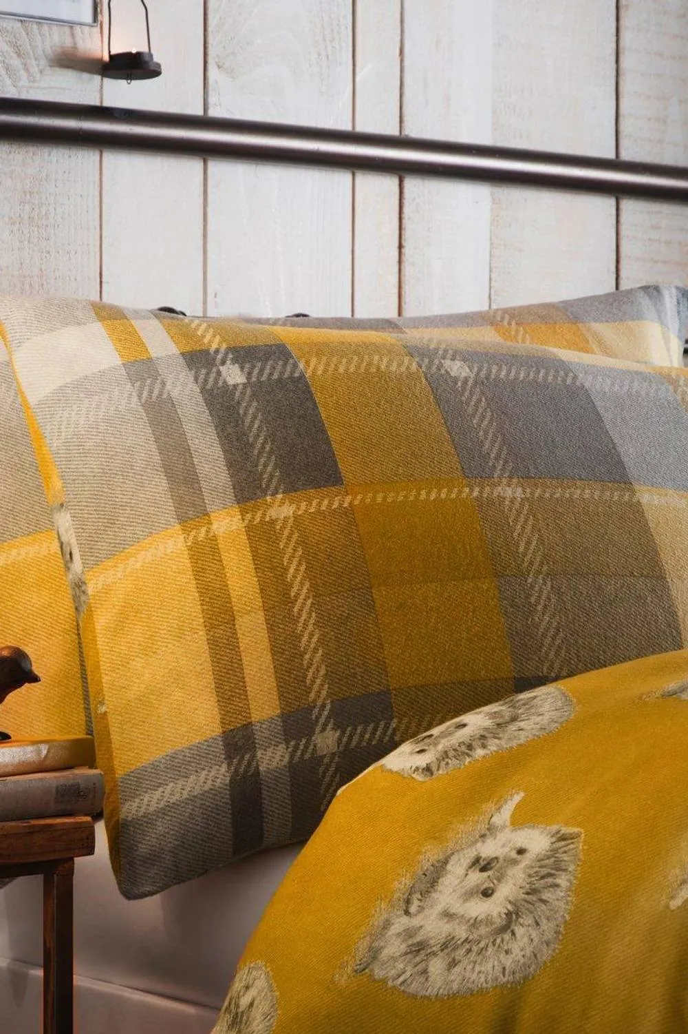 Dreams & Drapes 'Colville Check' 100% Brushed Cotton Duvet Cover Set in Mustard 2