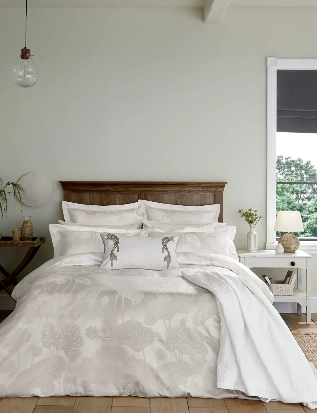 Sanderson Cotton Rich Lotus Leaf Duvet Cover Ivory