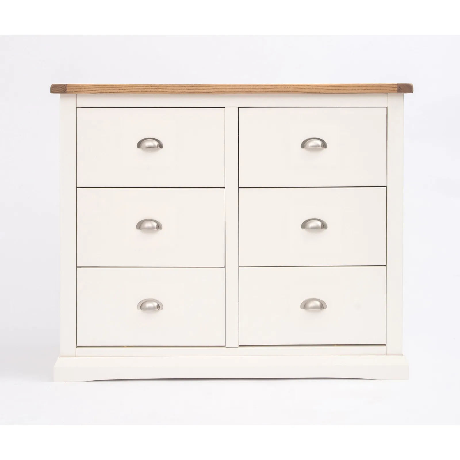 Cabinet Bits Cosenza 6 Drawer Chest of Drawers Chrome Cup Handle in Off-White