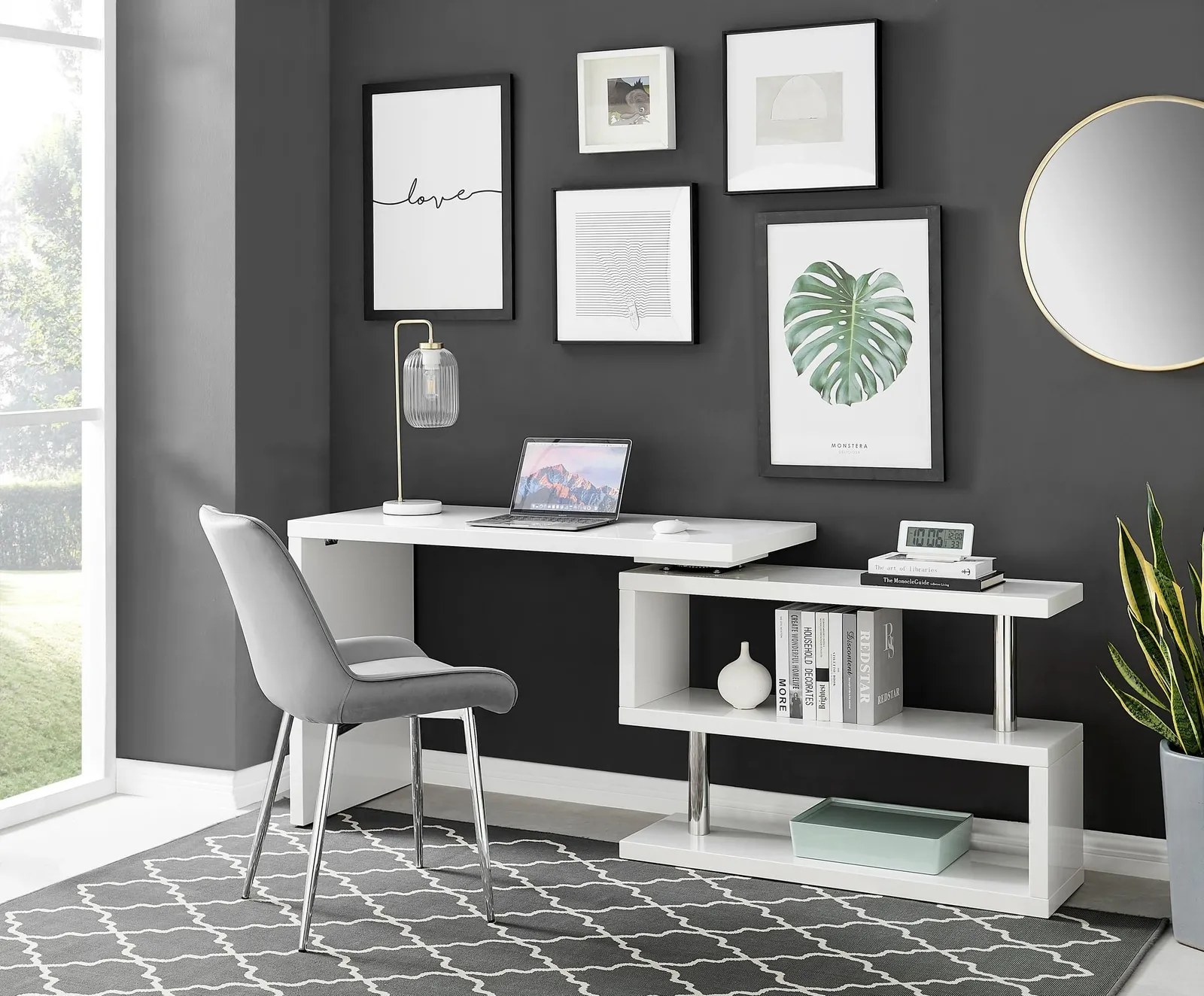 FurnitureboxUK Siena White High Gloss Modern Console Table With Rotating Storage Shelves 3