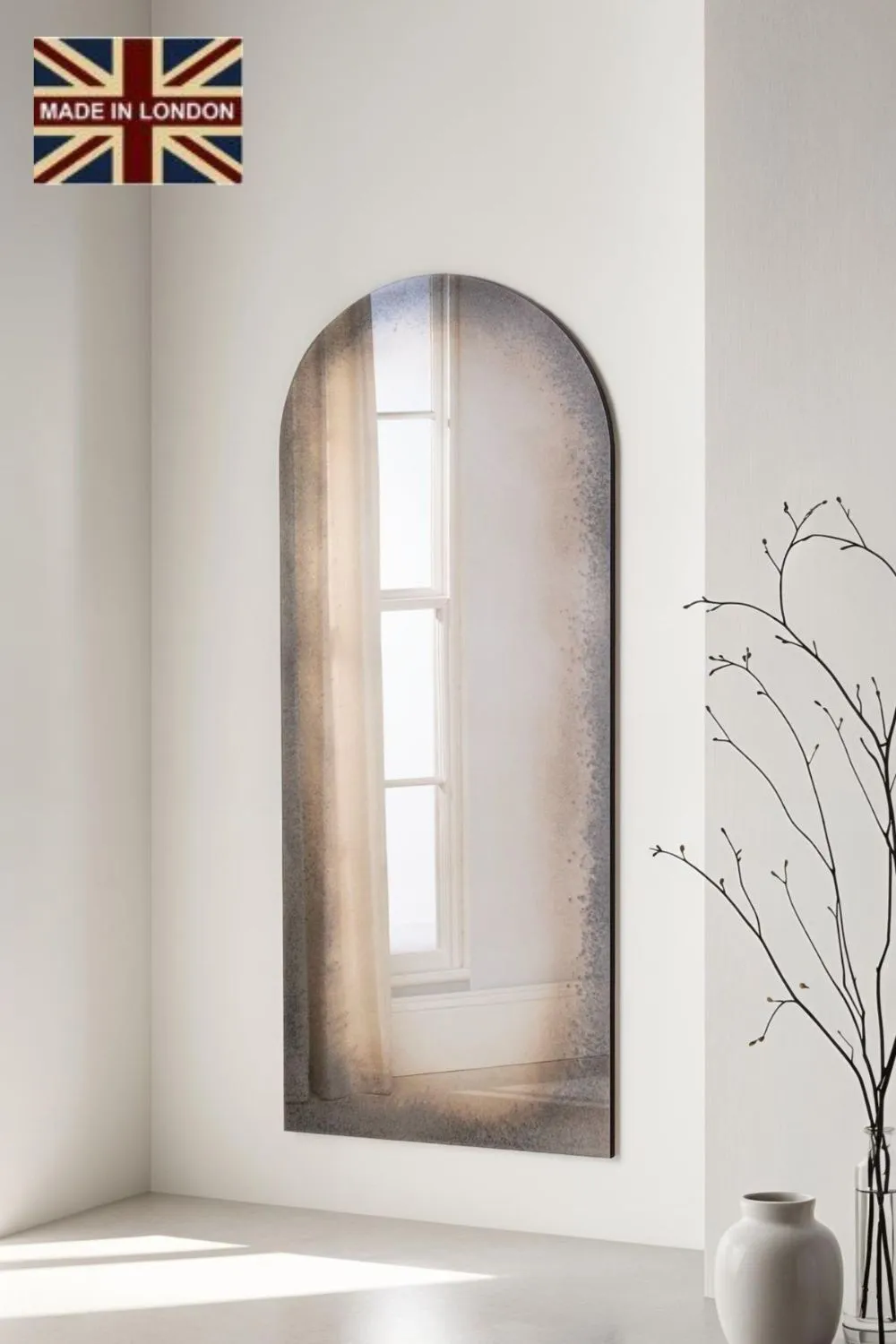 Yearn Mirrors Tribeca Arched Full Length Antiqued Mirror in Black