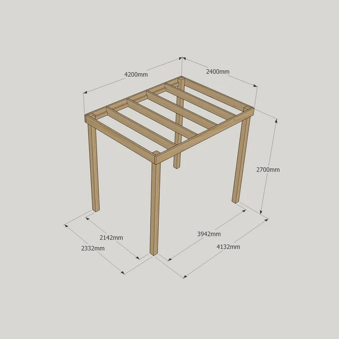 Rutland County Garden Furniture Ltd Box Pergola - Wood - L240 x W420 x H270 cm - Light Green in Brown 3