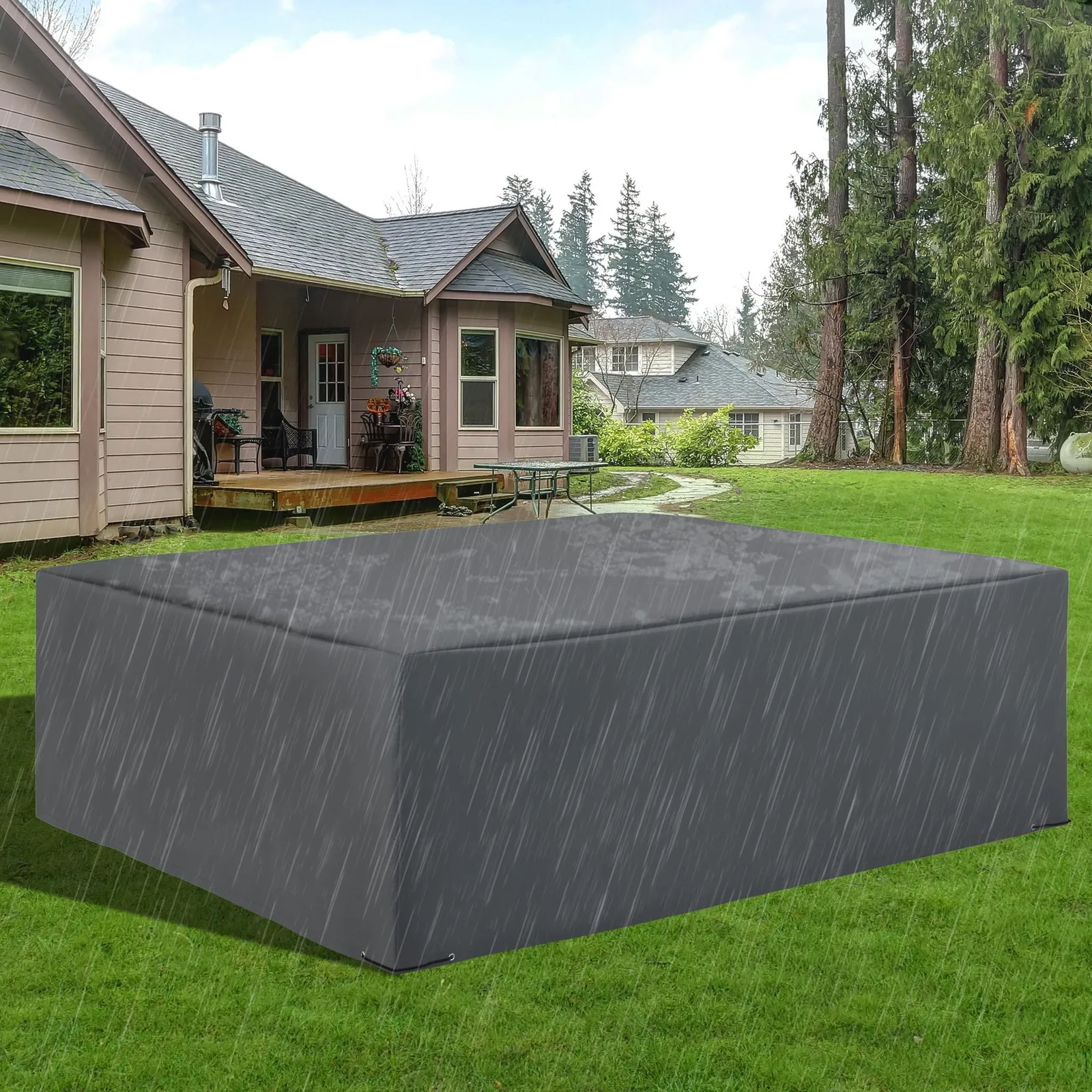 OUTSUNNY 225x210cm Outdoor Garden Furniture Protective Cover Water UV Resistant in Grey