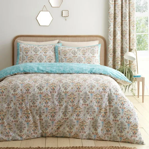 Dreams n Drapes Edena Decorative Floral Polycotton Duvet Cover & Pillowcase Set 1