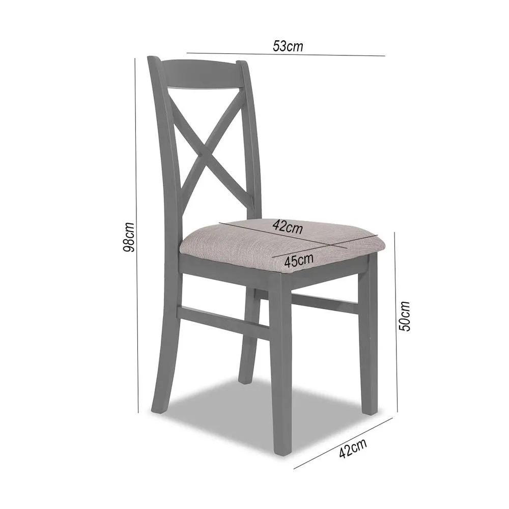 Statement Furniture Florence Crossback Upholstered Seat Dining Chair in Light Grey 4