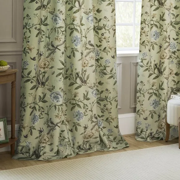Sanderson Porcelain Garden Pencil Pleat Curtains 4