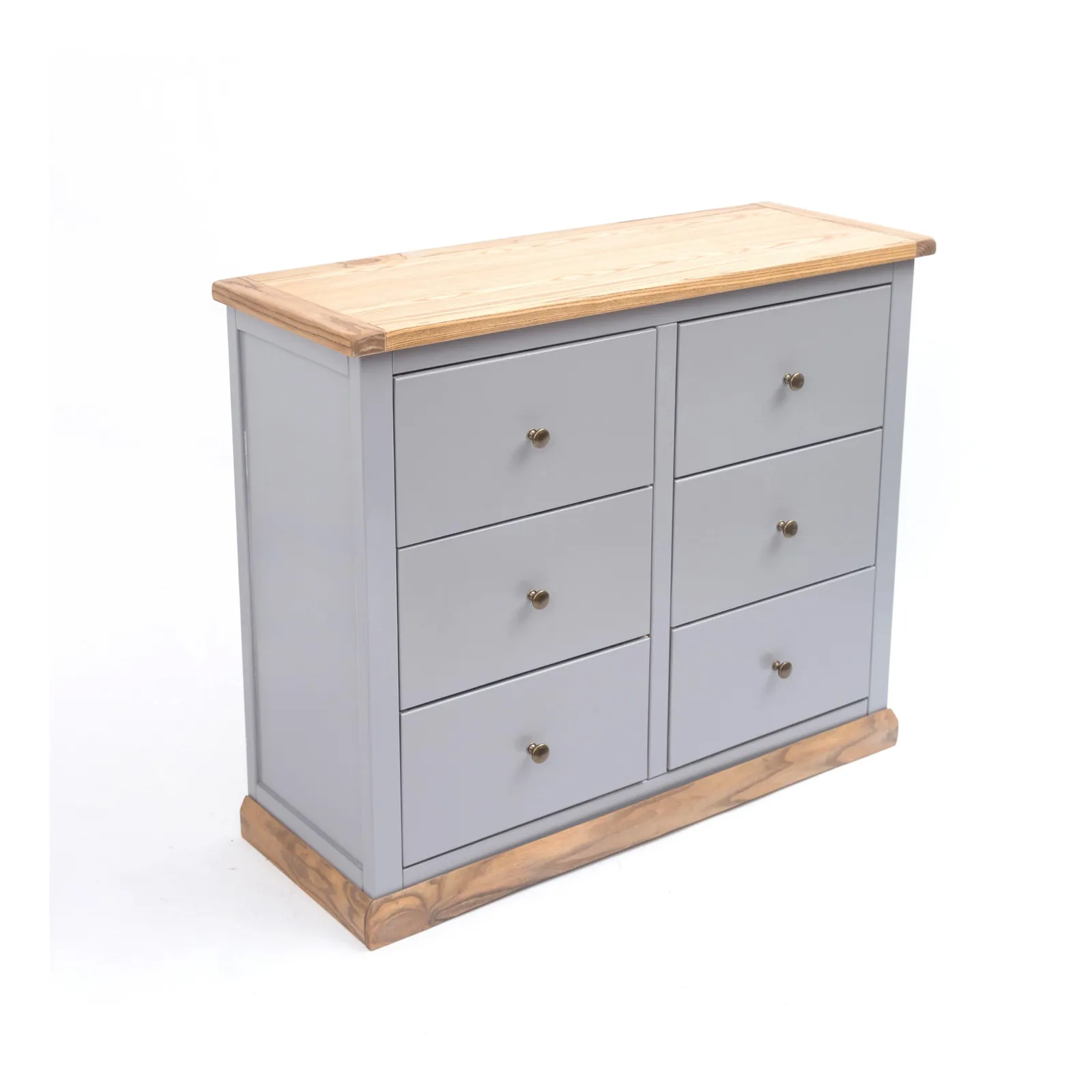 Cabinet Bits Bicarri 6 Drawer Chest of Drawers Brass Knob in Grey 3