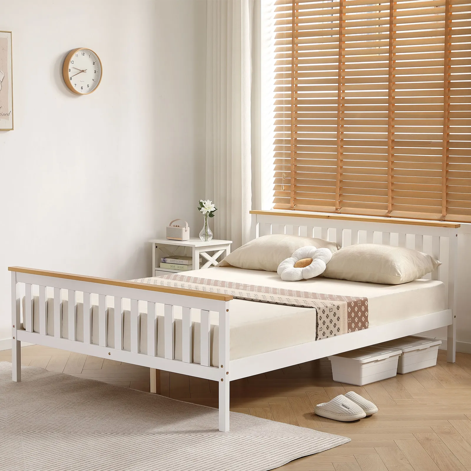 Comfy Living Ltd Modern Wooden Bed Frame in Off-White 5