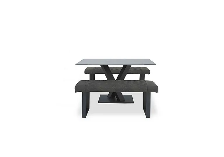 Warrior Grey Compact Fixed Dining Table with 2 Standard Benches - Grey