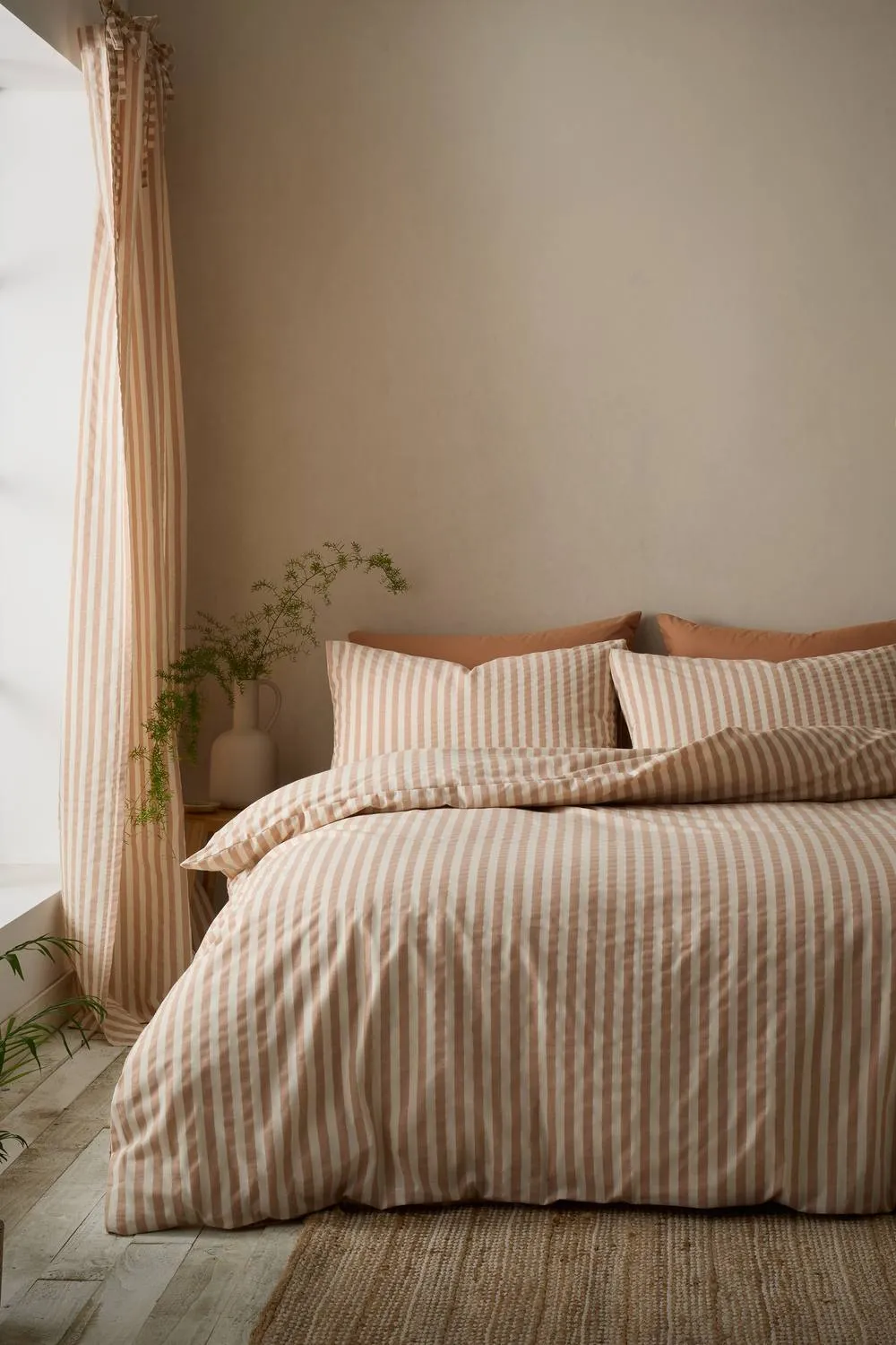 Pineapple Elephant 'Cotton Rich Woven Stripe' Duvet Cover Set in Terracotta