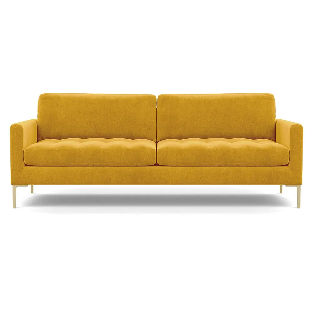 Heal's Eton 4 Seater Sofa Smart Luxe Velvet Canary Brass Feet 1