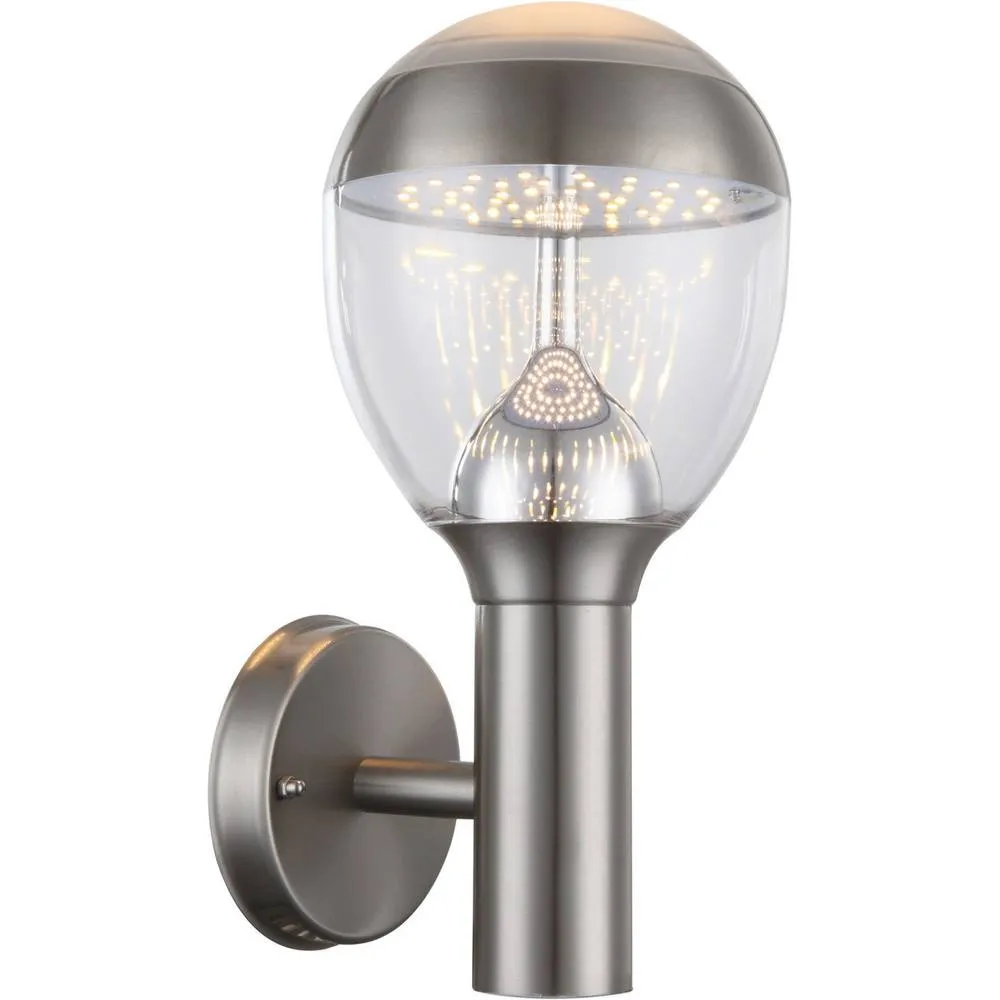 Netlighting Callisto Outdoor Modern Wall Lamp Stainless Steel IP44 LED 3000K in Grey