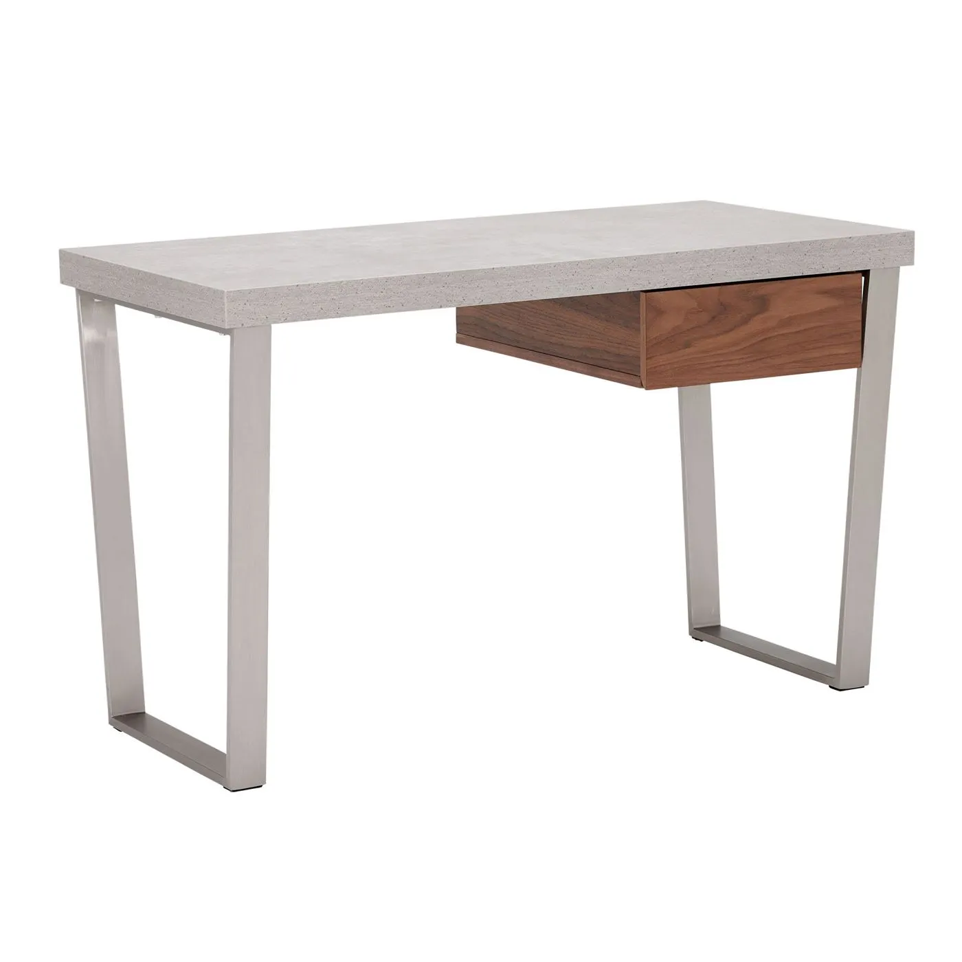 Halmstad Office Desk, Concrete and Walnut