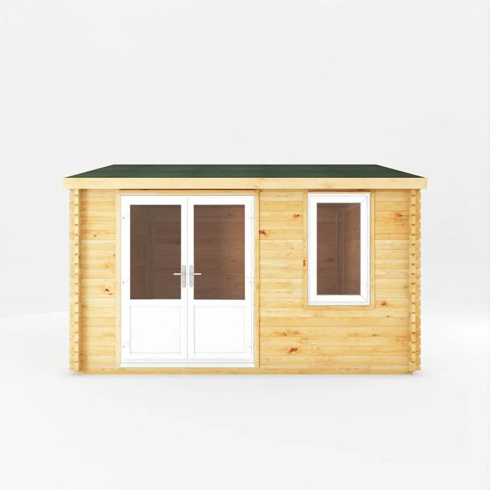Mercia 4 x 4 m Home Office Elite Log Cabin with White UPVC Windows & Doors in Light Tan 3