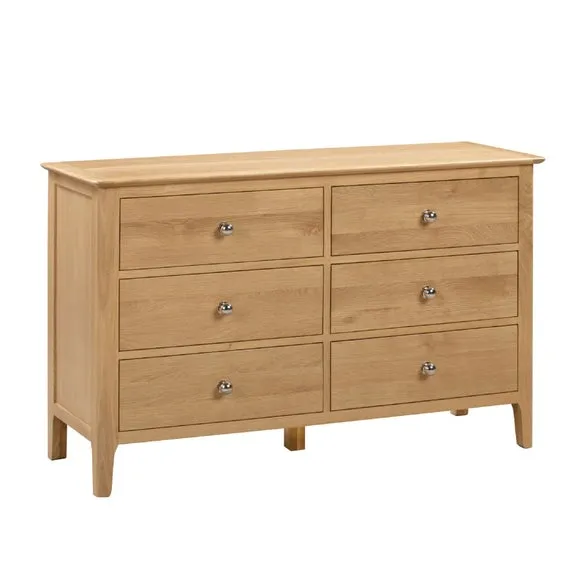 Cotswold Wide 6 Drawer Chest, Oak 2
