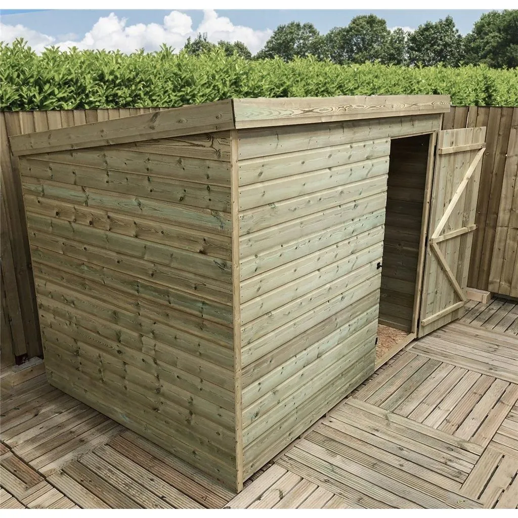 Marlborough 8 x 7 Pressure Treated Pent Garden Shed with Single Door in Natural 4