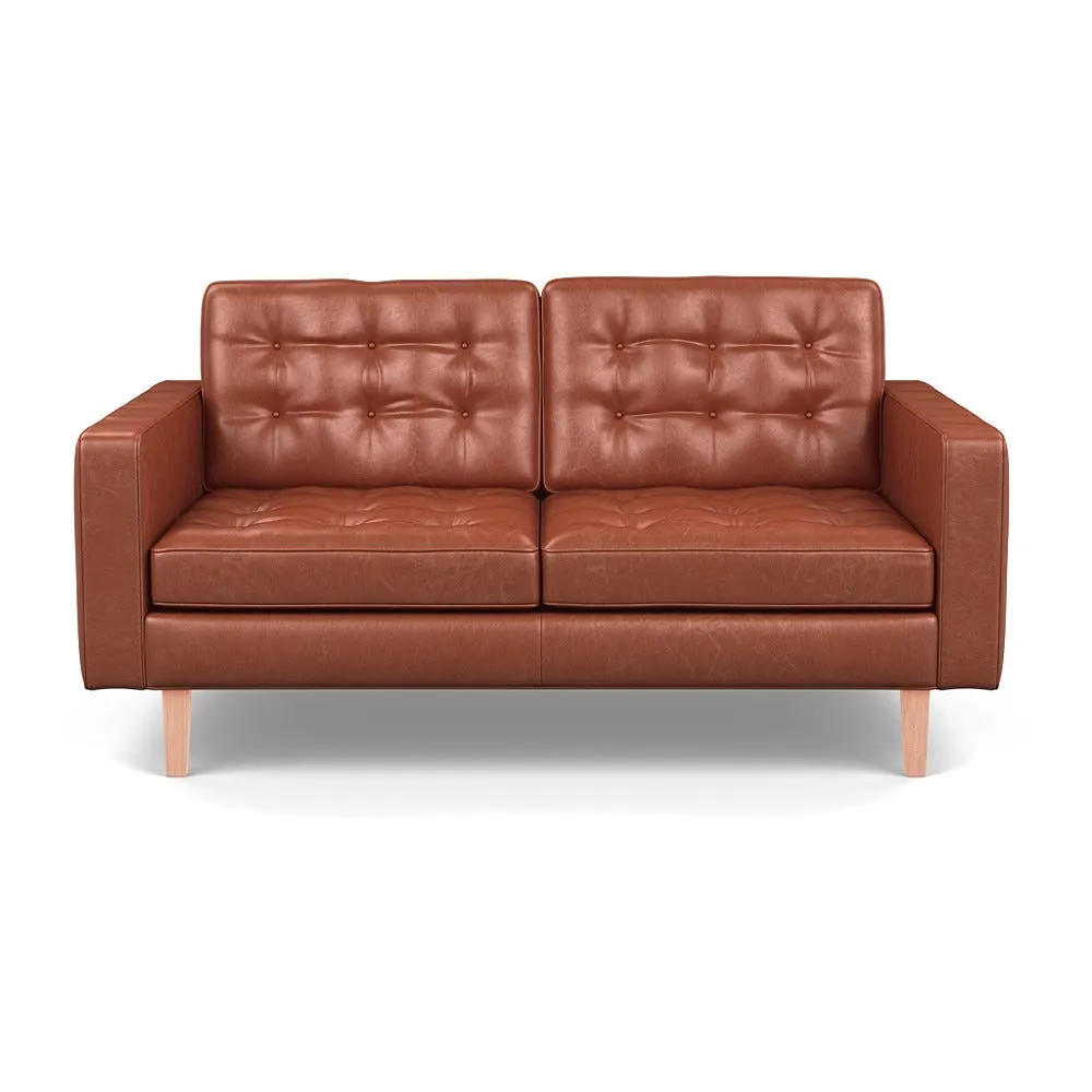 Heal's Hepburn 2 Seater Stonewash Leather Light Brown 274 Natural Feet