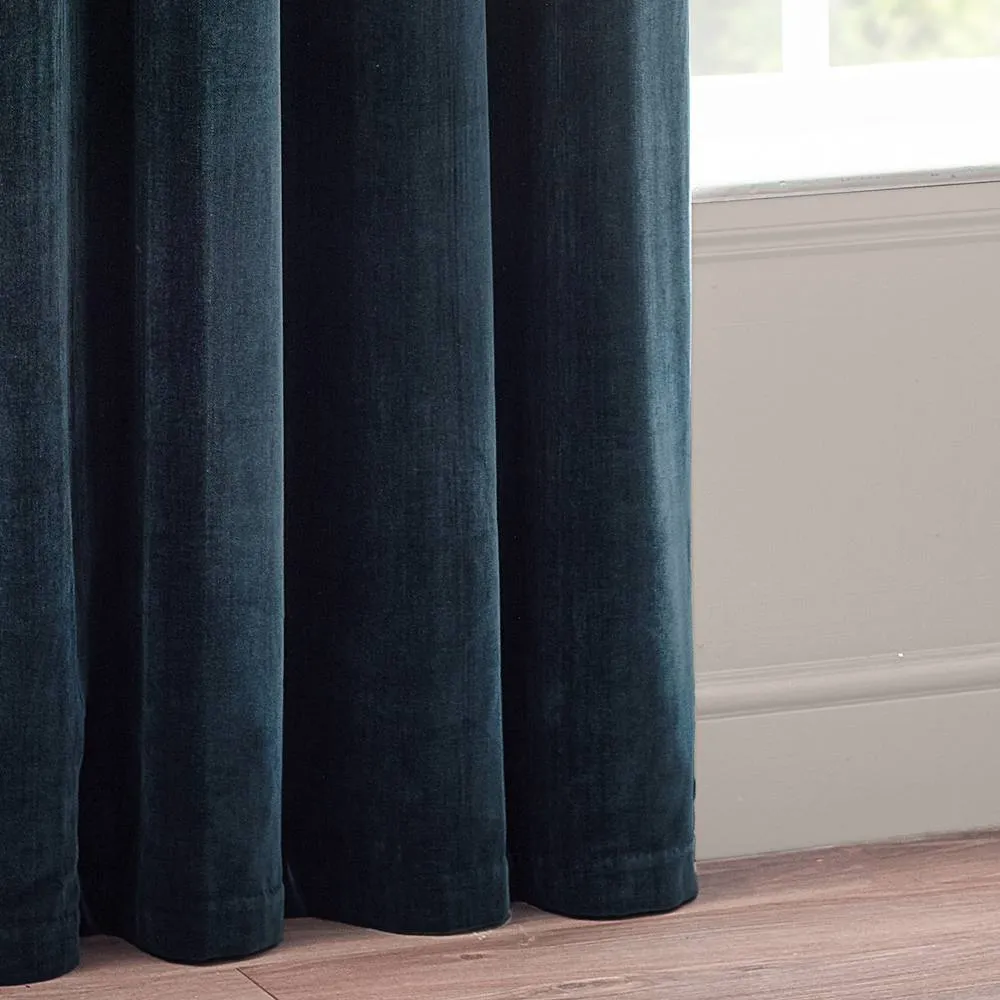 Yard Heavy Chenille Blackout Eyelet Curtain Pair in Navy 4