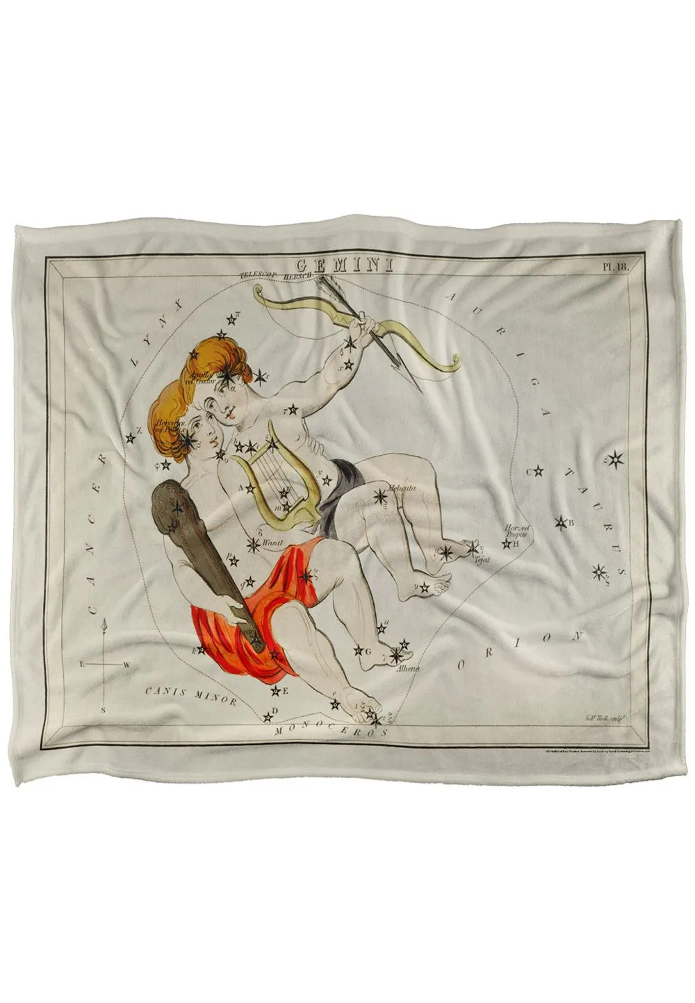 Graffitee Studios Vintage Gemini Zodiac Silky Touch Super Soft Throw Blanket 152 X 127 cm in White