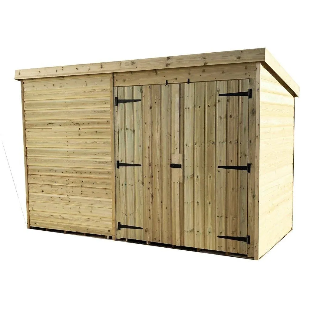 Marlborough 9 x 7 Pressure Treated Pent Garden Shed with Double Doors in Natural 5