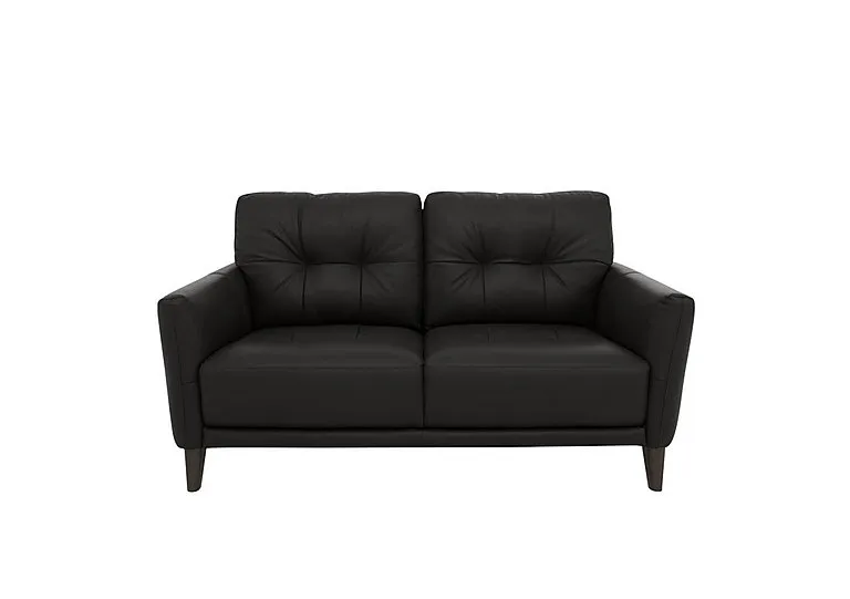 Uno Leather 2 Seater Sofa - Classic Black