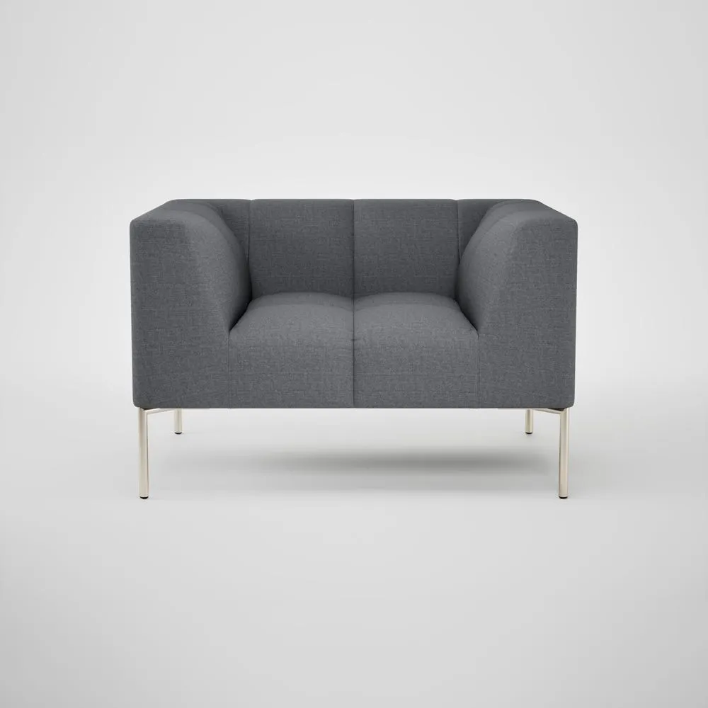 Heal's Quadro Armchair St Moritz Wool Blue 150 Stainless Steel Feet