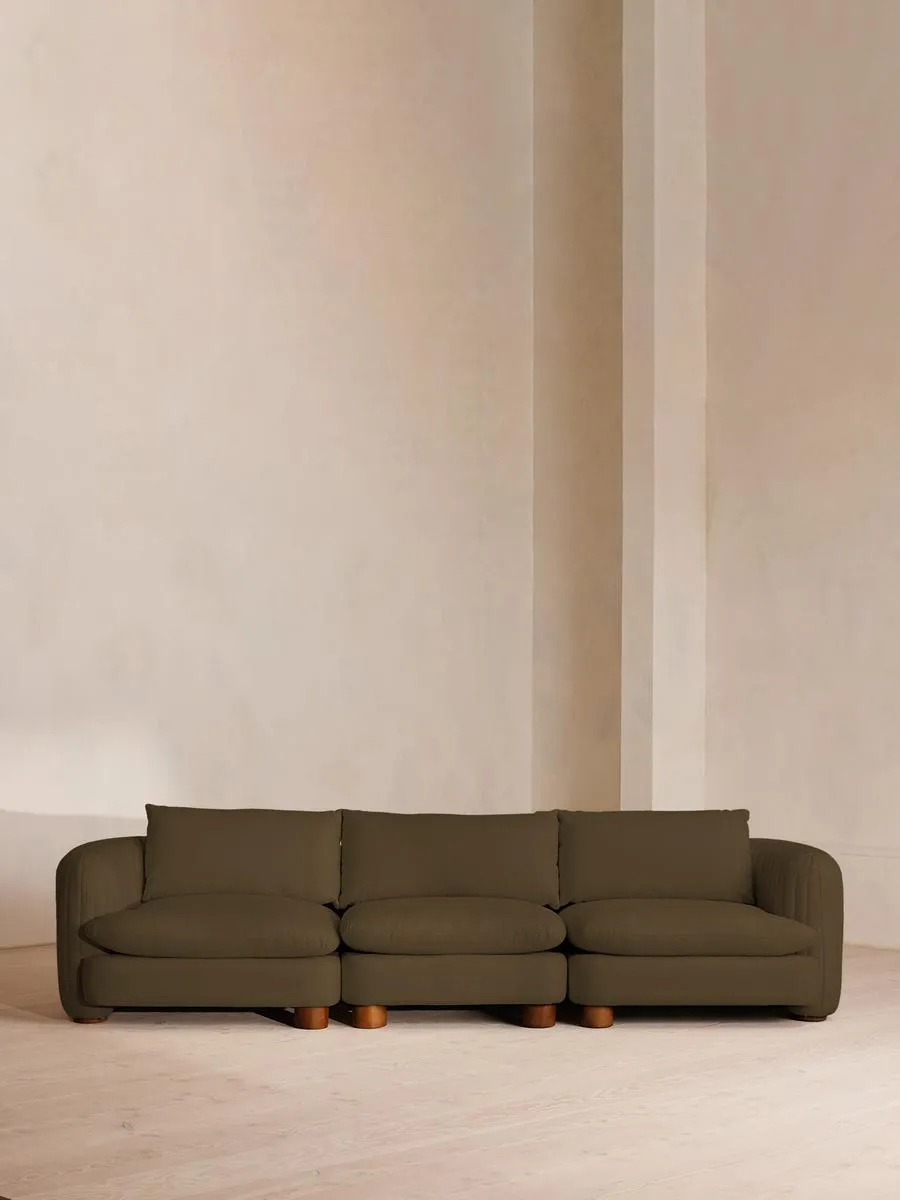 Vivienne Modular Sofa, Four Seater, Linen, Olive