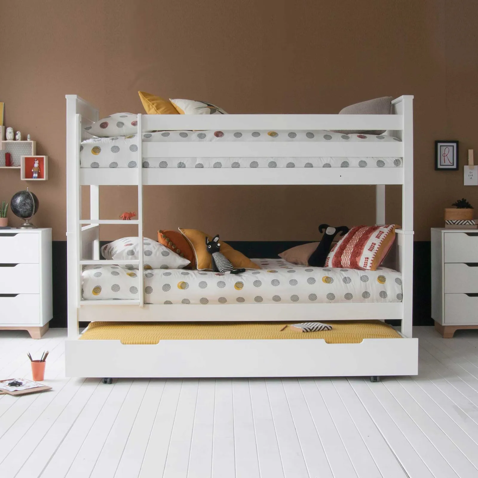 Buddy Childrens Beech Bunk Bed With Trundle