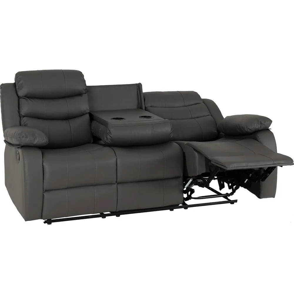 Seconique Roma 3 Seater Recliner Sofa - Grey Faux Leather 3