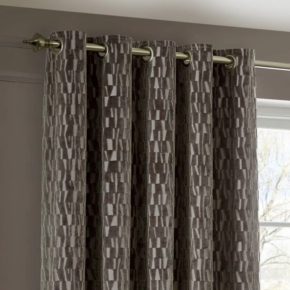 Paoletti Manhattan Velvet Eyelet Curtain Pair in Natural 3