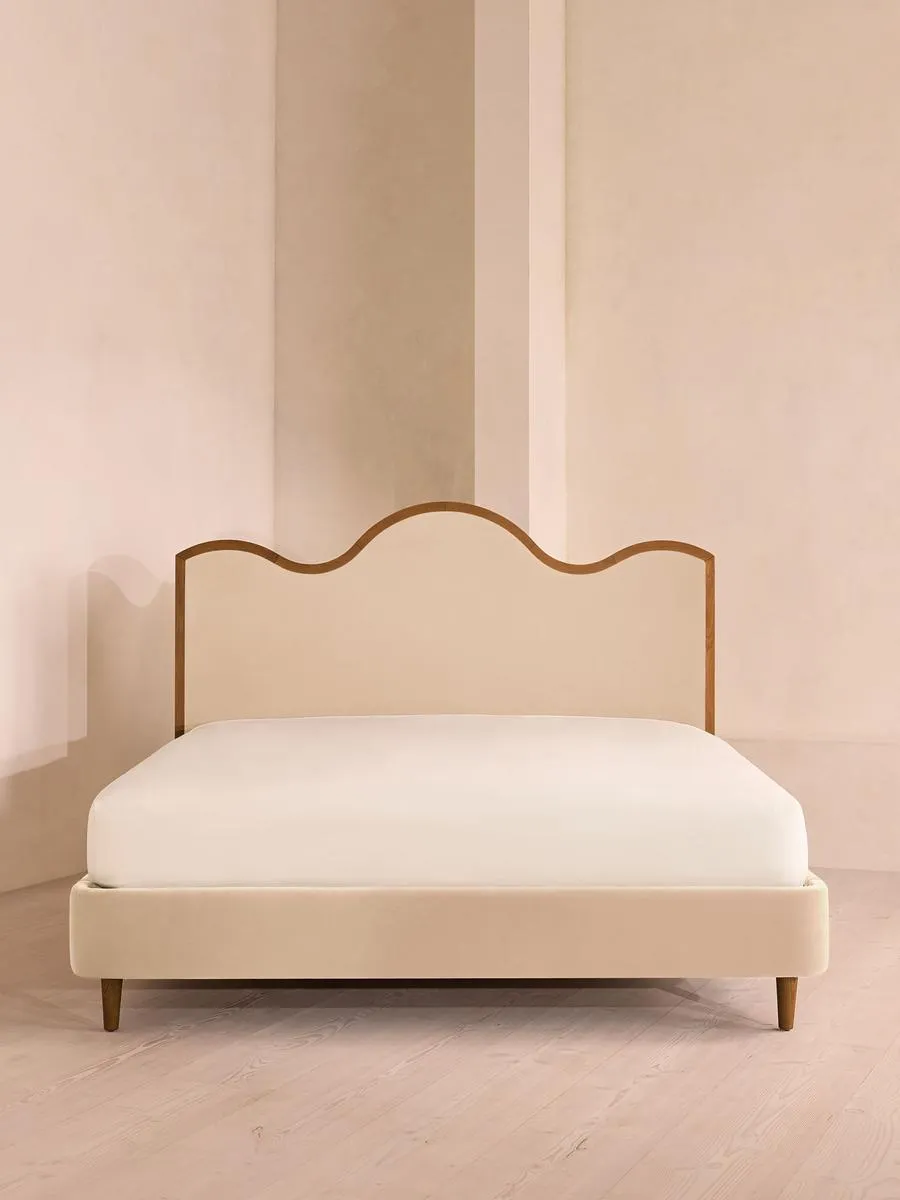 Aubrey Bed, King, Velvet, Porcelain