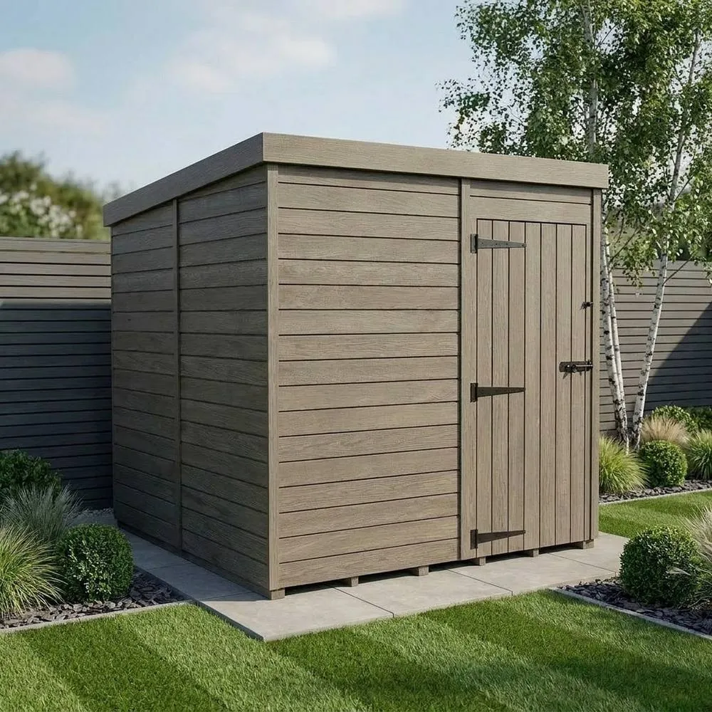 Buttercup Farm 7ft x 10ft Composite Pent Garden Shed Single Door No Windows - Grey 2