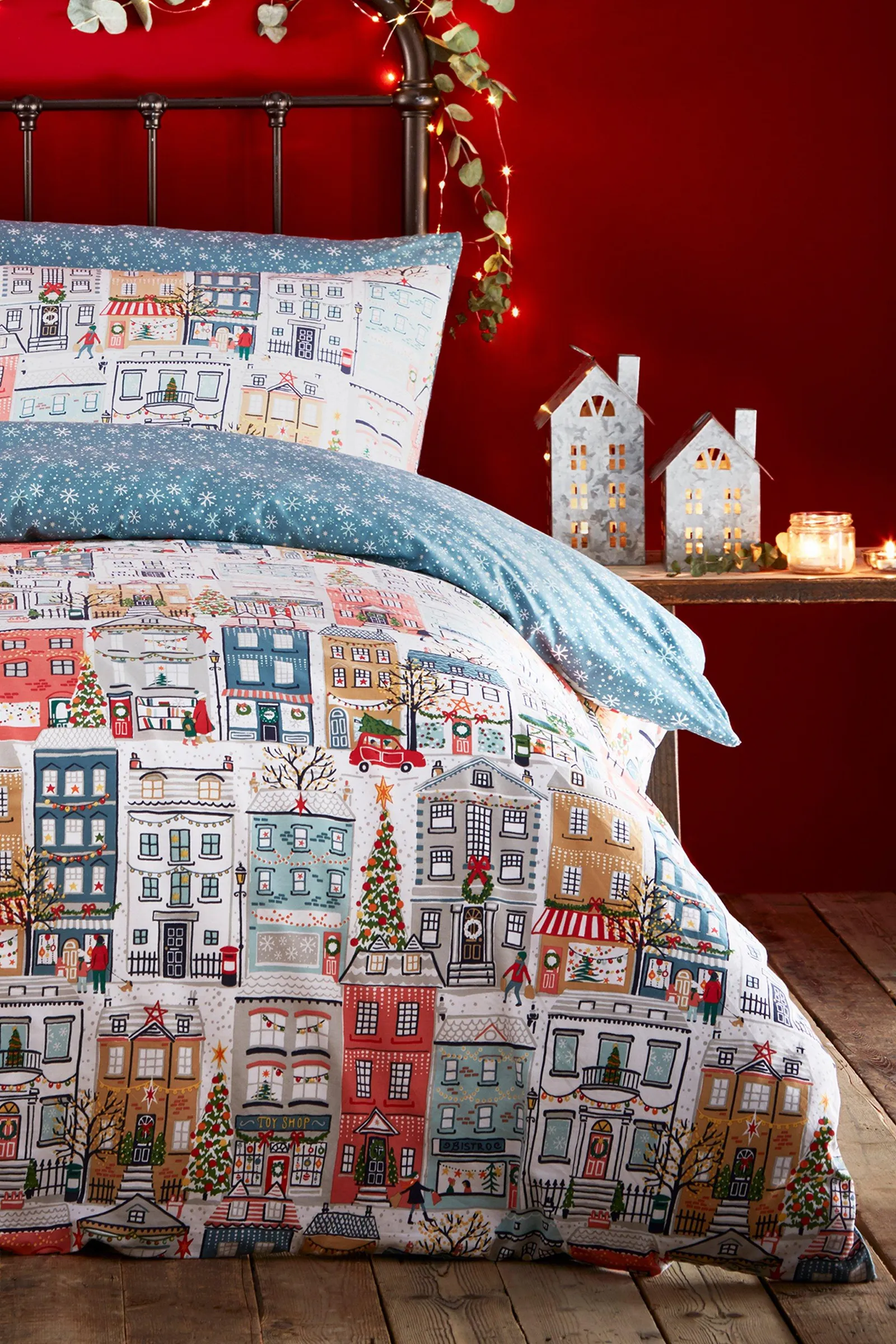 Christmas Festive Town Single Duvet Set